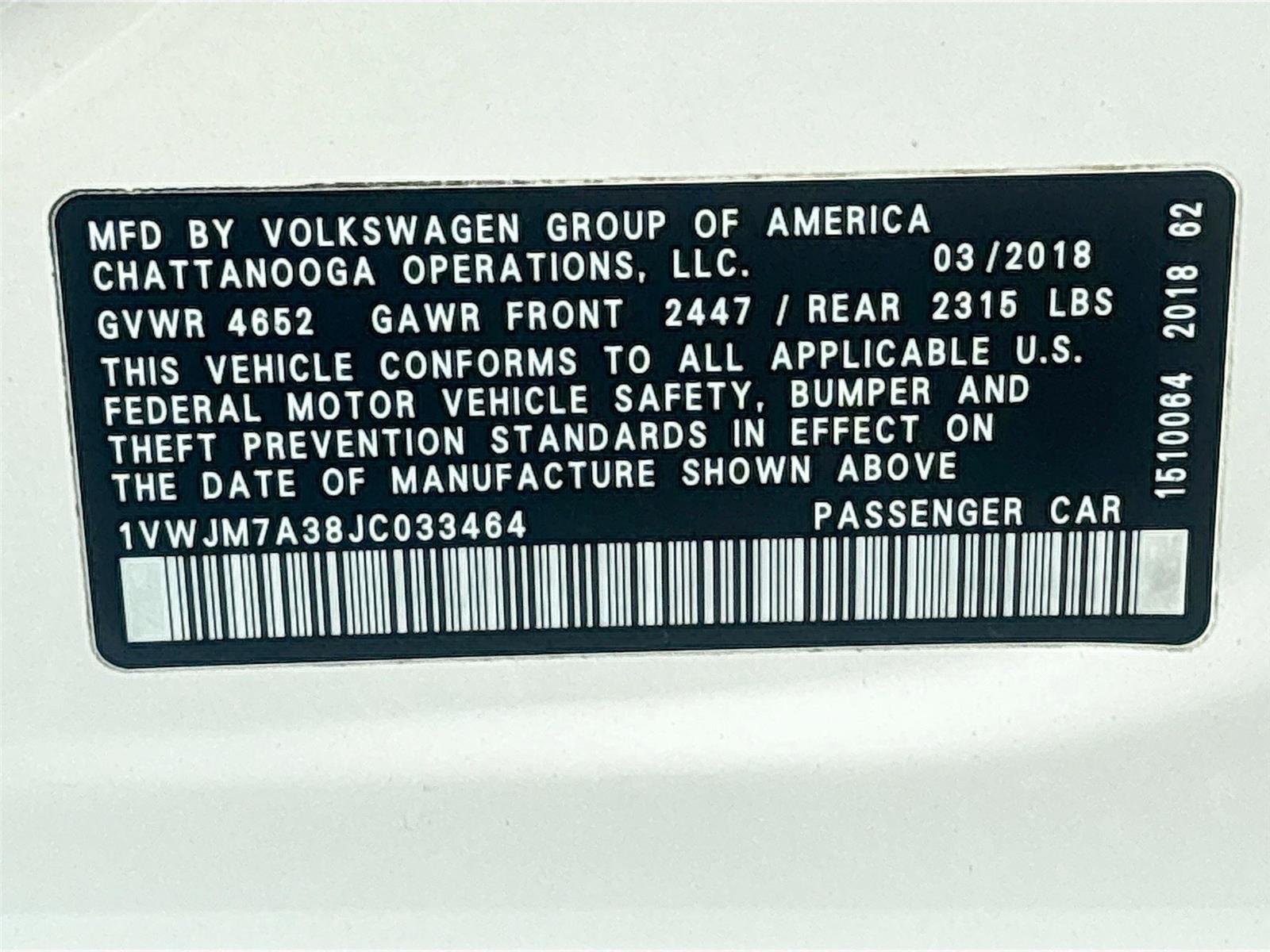 2018 Volkswagen Passat V6 GT