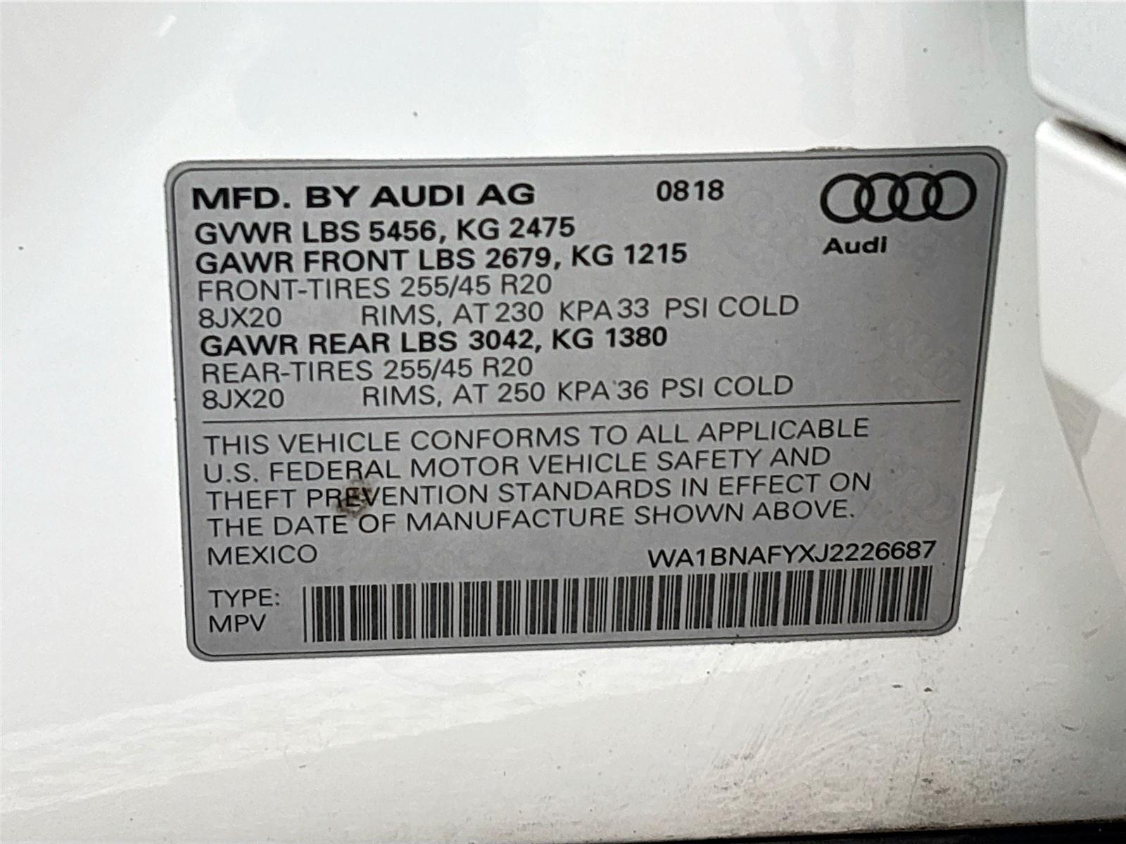 2018 AUDI Q5 PREMIUM PLUS