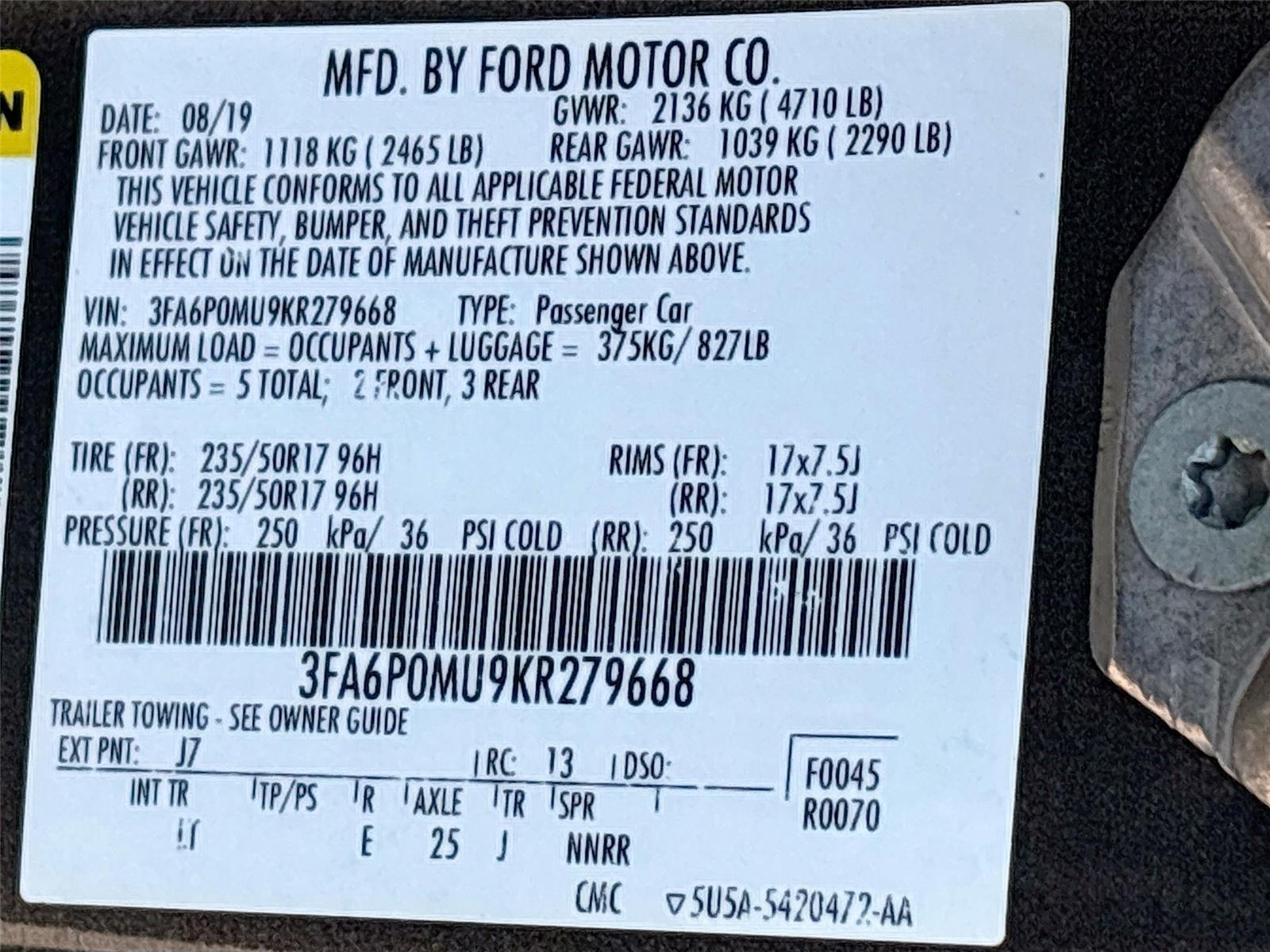 2019 Ford Fusion Hybrid SEL