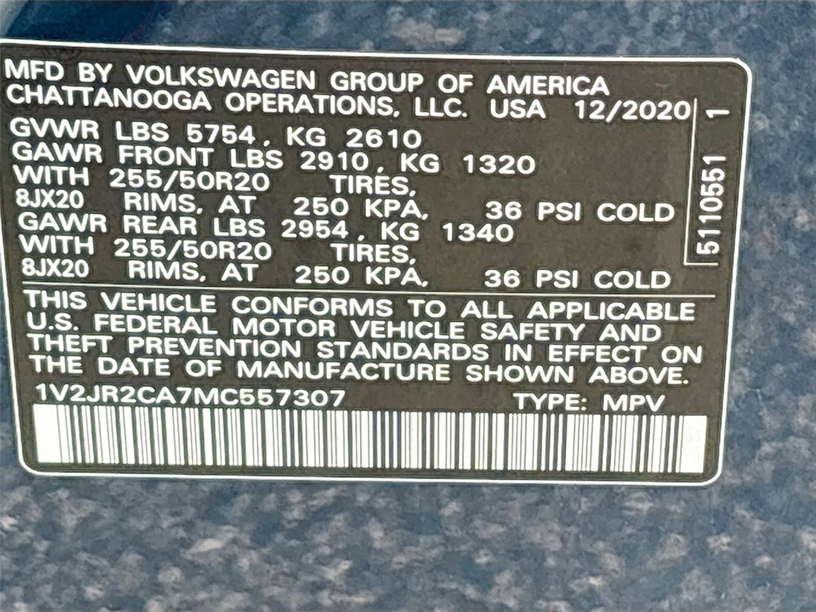 2021 Volkswagen Atlas 3.6L V6 SE w/Technology