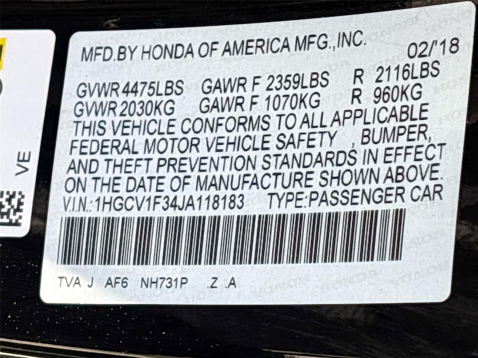 2018 Honda Accord Sedan Sport 1.5T