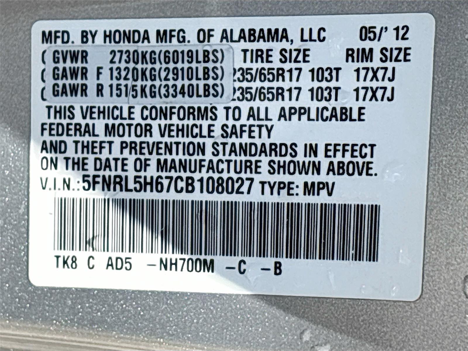 2012 Honda Odyssey EX-L