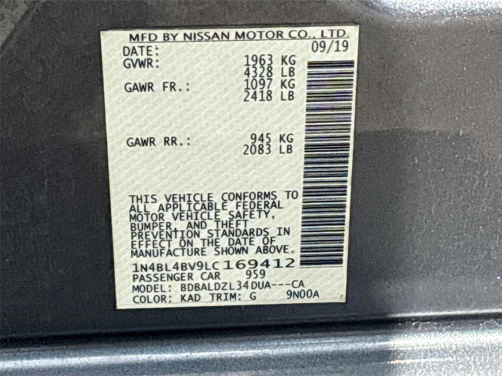 2020 Nissan Altima 2.5 S