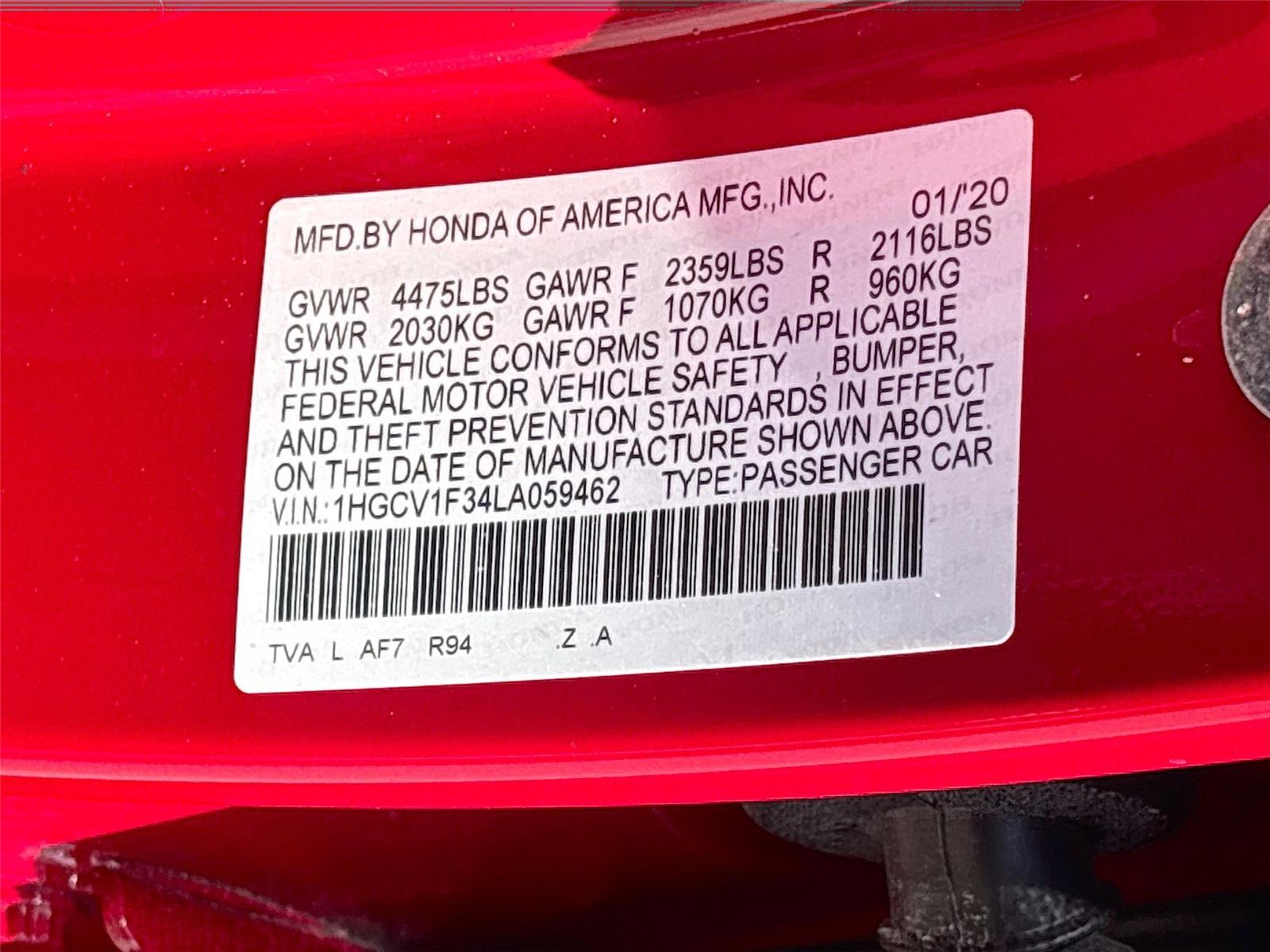 2020 HONDA ACCORD SPORT