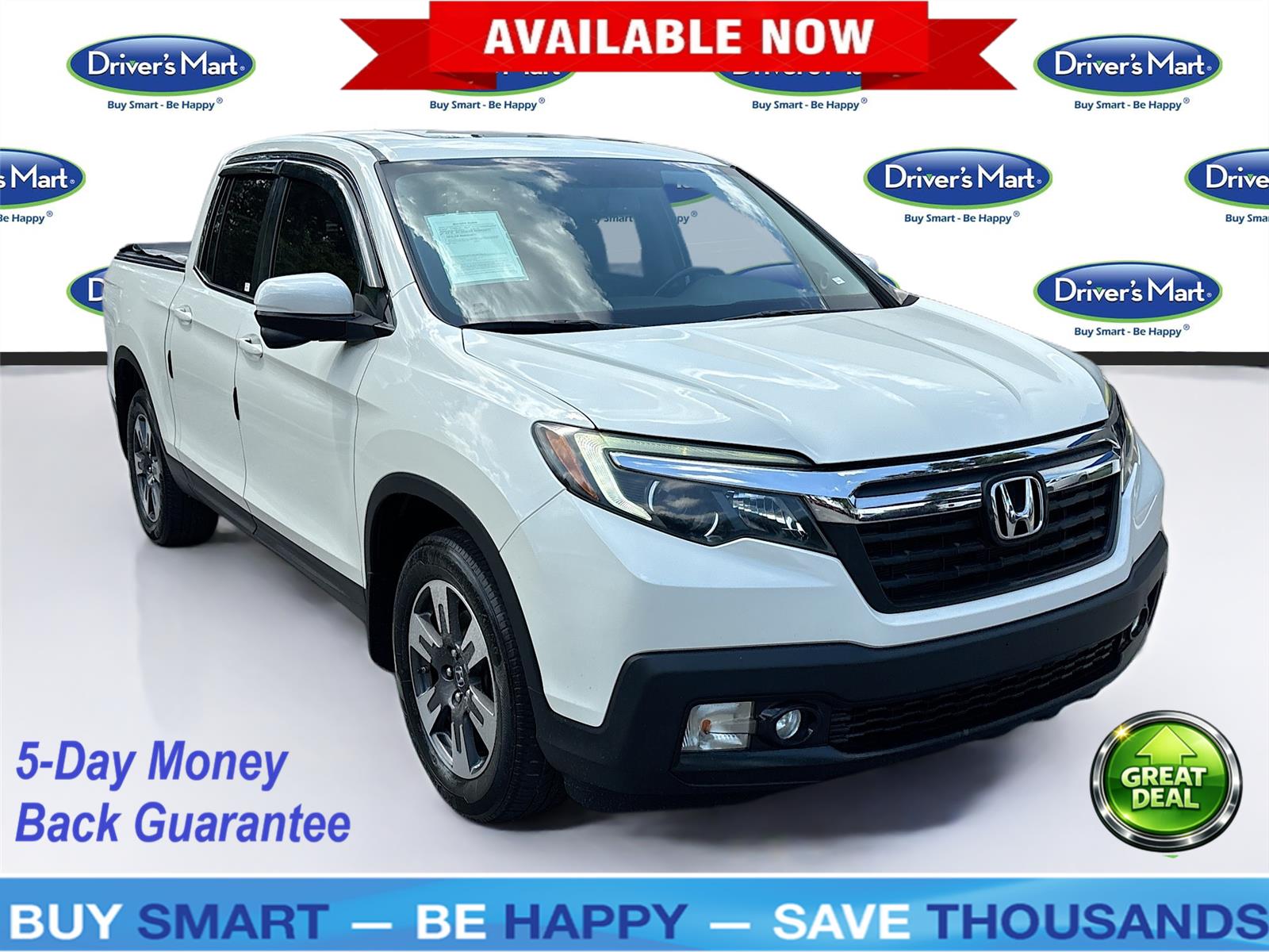 White Diamond Pearl 2019 Honda Ridgeline Pickup Truck Front-Wheel Drive Automatic