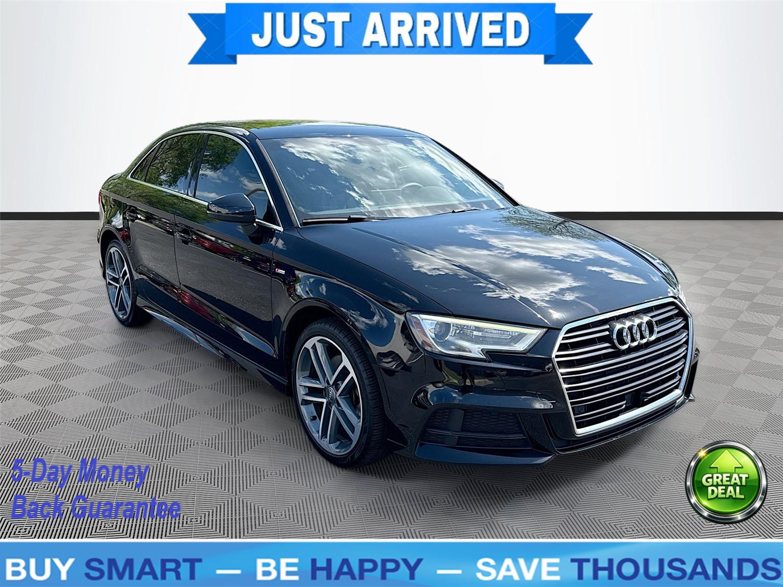 Brilliant Black 2018 Audi A3 Sedan Front-Wheel Drive Automatic