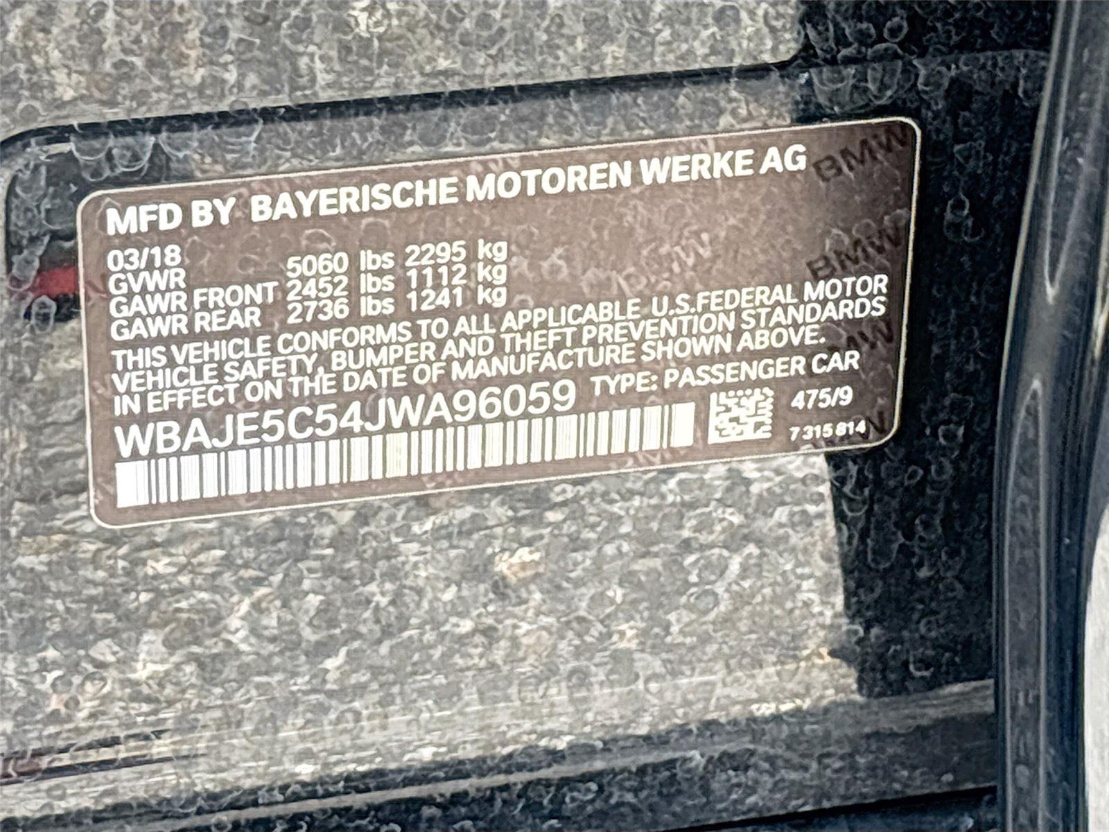 2018 BMW 5 Series 540i