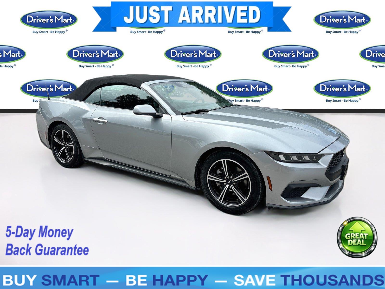 Iconic Silver Metallic 2024 Ford Mustang Convertible Rear-Wheel Drive Automatic