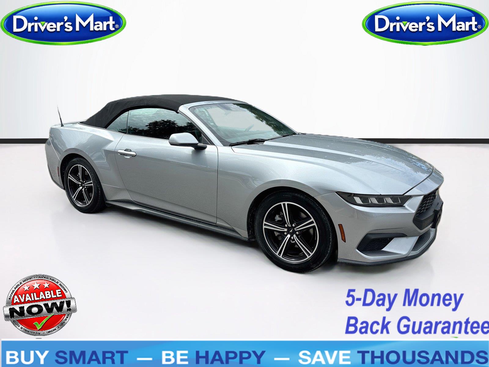 Iconic Silver Metallic 2024 Ford Mustang Convertible Rear-Wheel Drive Automatic