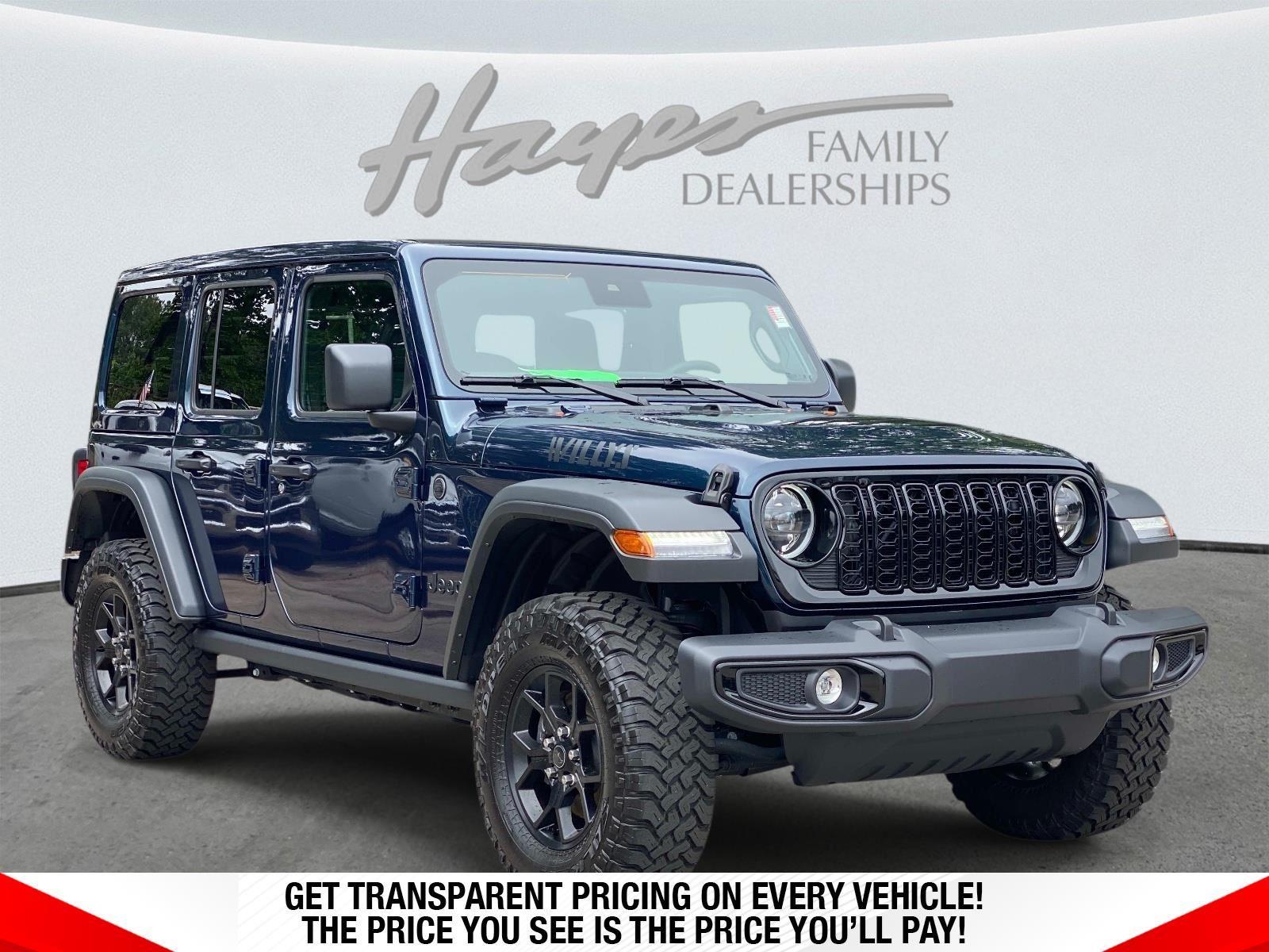 Fathom Blue Pearlcoat 2025 Jeep Wrangler Willys 4-Door 4WD SUV / Crossover Four-Wheel Drive 8-Speed Automatic