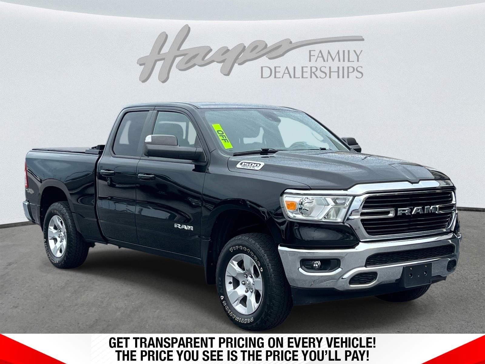 Diamond Black Crystal Pearlcoat 2021 RAM 1500 Big Horn Quad Cab 4WD Pickup Truck Four-Wheel Drive 8-Speed Automatic