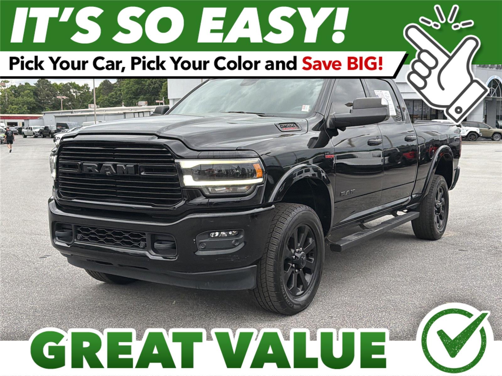 Diamond Black Crystal Pearlcoat 2022 RAM 2500 Laramie Crew Cab 4WD Pickup Truck Four-Wheel Drive 8-Speed Automatic