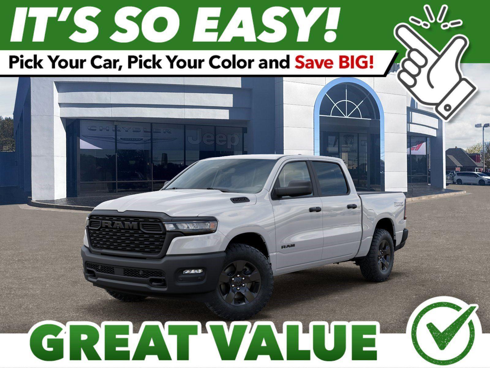 Bright White Clearcoat 2026 RAM 1500 Warlock Crew Cab 4WD Pickup Truck Four-Wheel Drive 8-Speed Automatic