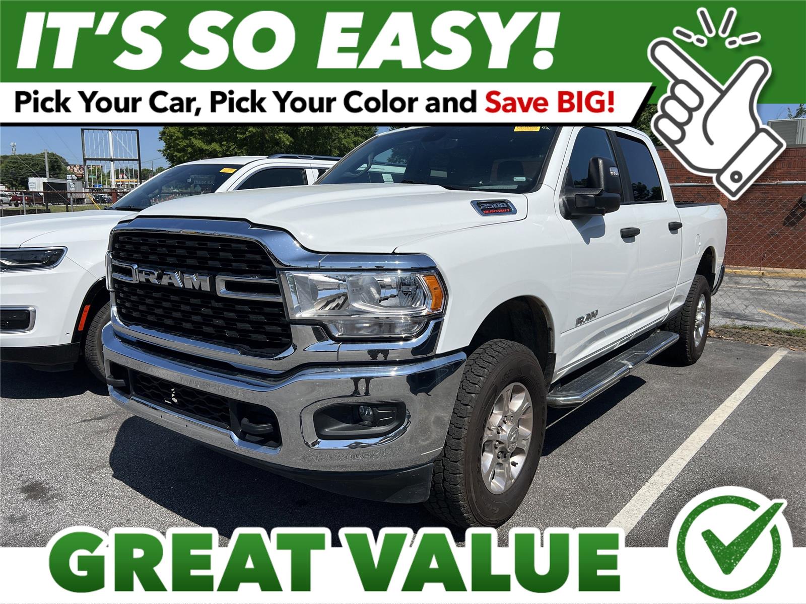 Bright White Clearcoat 2024 RAM 2500 Big Horn Crew Cab 4WD Pickup Truck Four-Wheel Drive 8-Speed Automatic