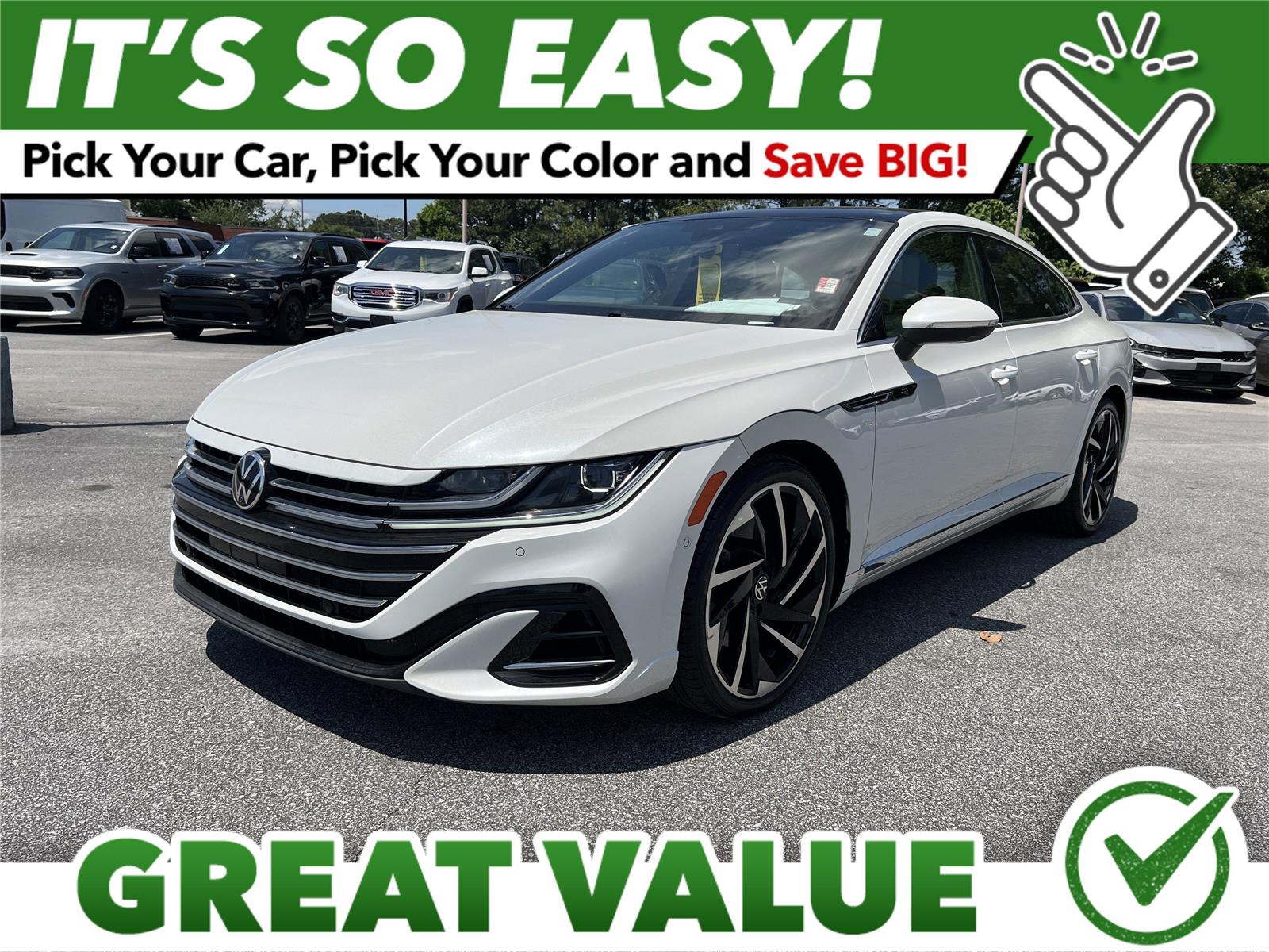 Opal White Pearl 2023 Volkswagen Arteon 2.0T SEL Premium R-Line 4Motion Sedan All-Wheel Drive Automatic