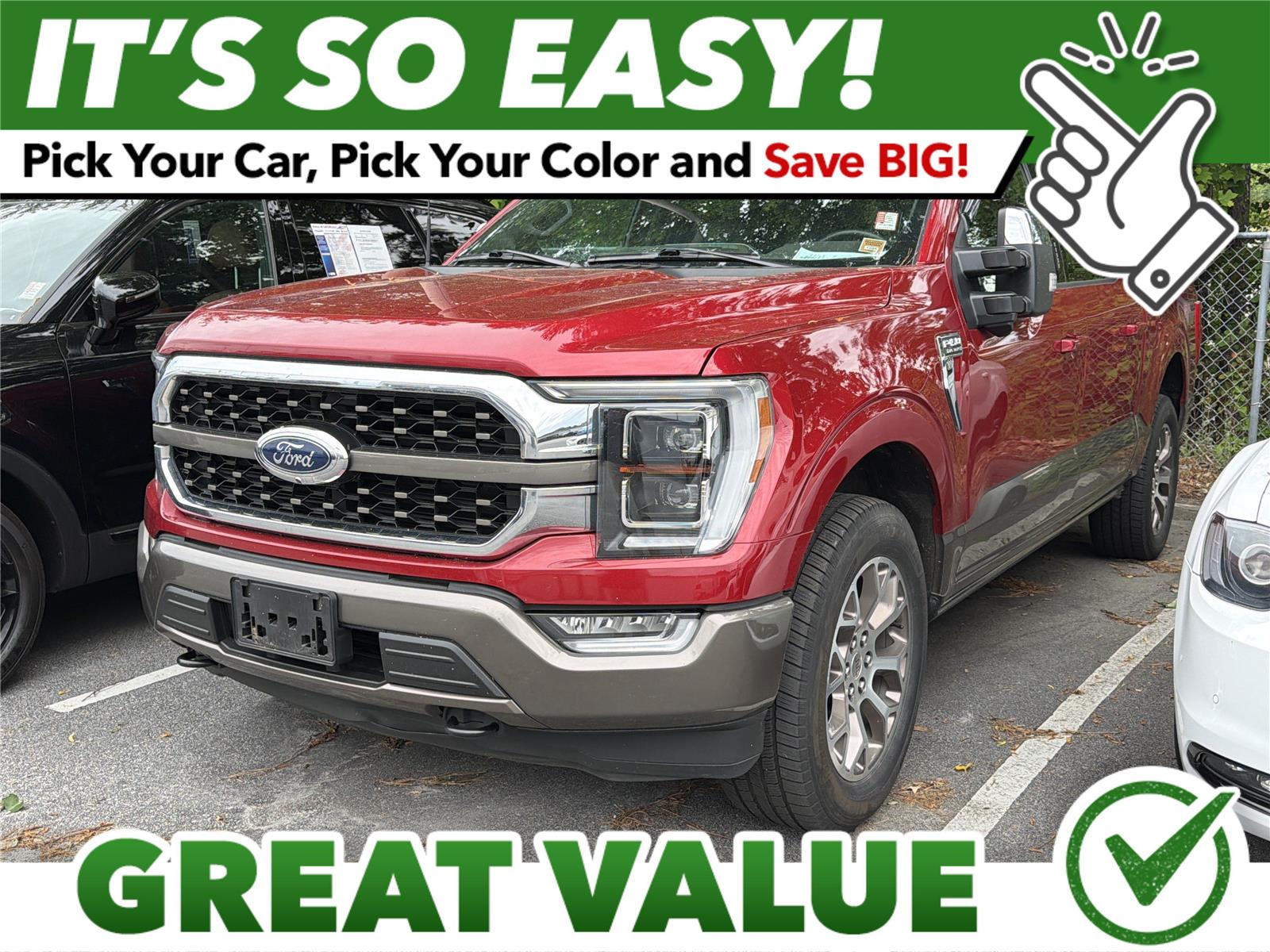 Rapid Red Metallic Tinted Clearcoat/Stone Gray 2021 Ford F-150 King Ranch SuperCrew 4WD Pickup Truck Four-Wheel Drive Automatic