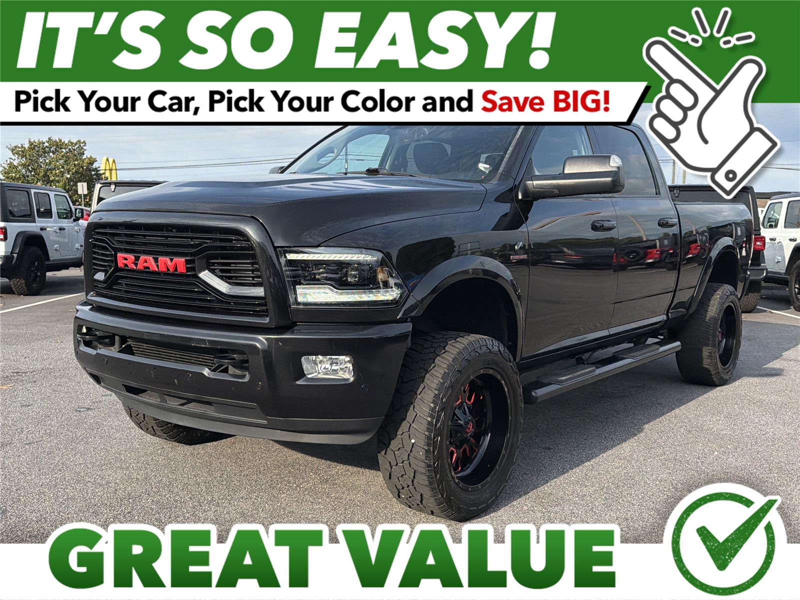 Brilliant Black Crystal Pearlcoat 2018 RAM 2500 Laramie Crew Cab 4WD Pickup Truck Four-Wheel Drive 6-Speed Automatic