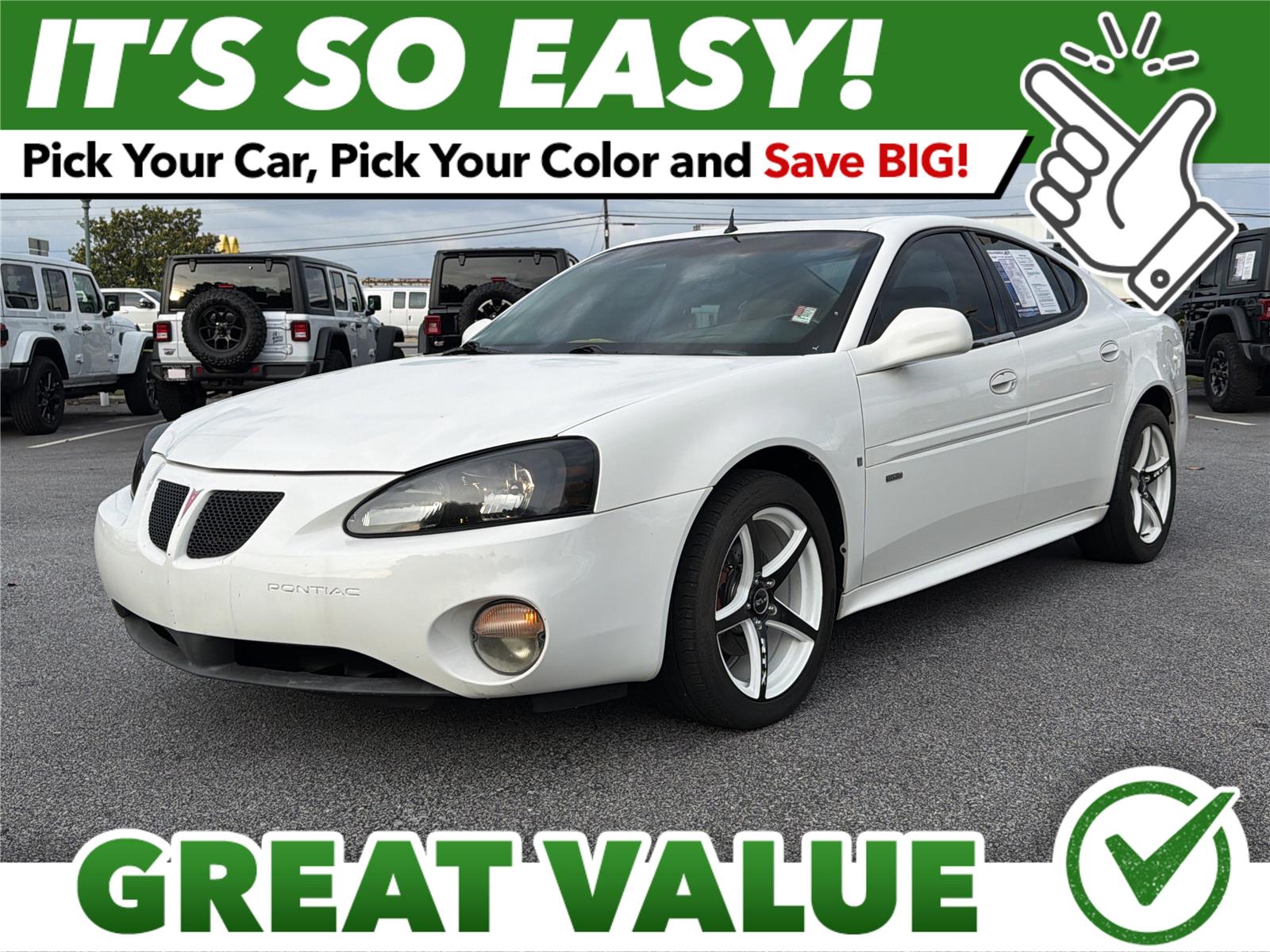 Ivory White 2005 Pontiac Grand Prix GTP Sedan Front-Wheel Drive 4-Speed Automatic Overdrive