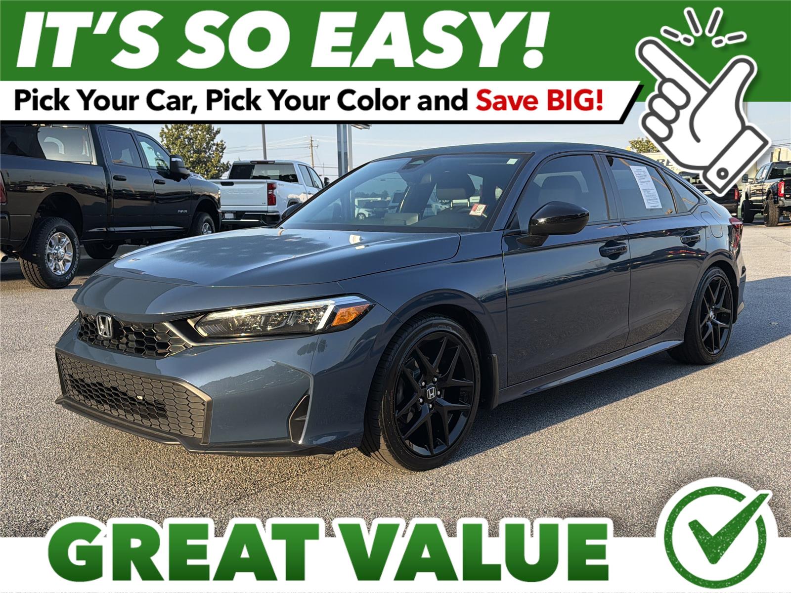 Blue Lagoon Pearl 2026 Honda Civic Sport FWD Sedan Front-Wheel Drive Continuously Variable Transmission