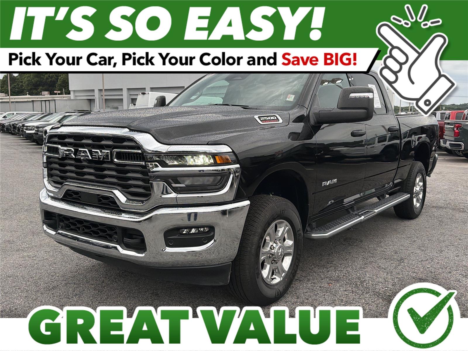 Diamond Black Crystal Pearlcoat 2026 RAM 2500 Big Horn Crew Cab 4WD Pickup Truck Four-Wheel Drive 8-Speed Automatic