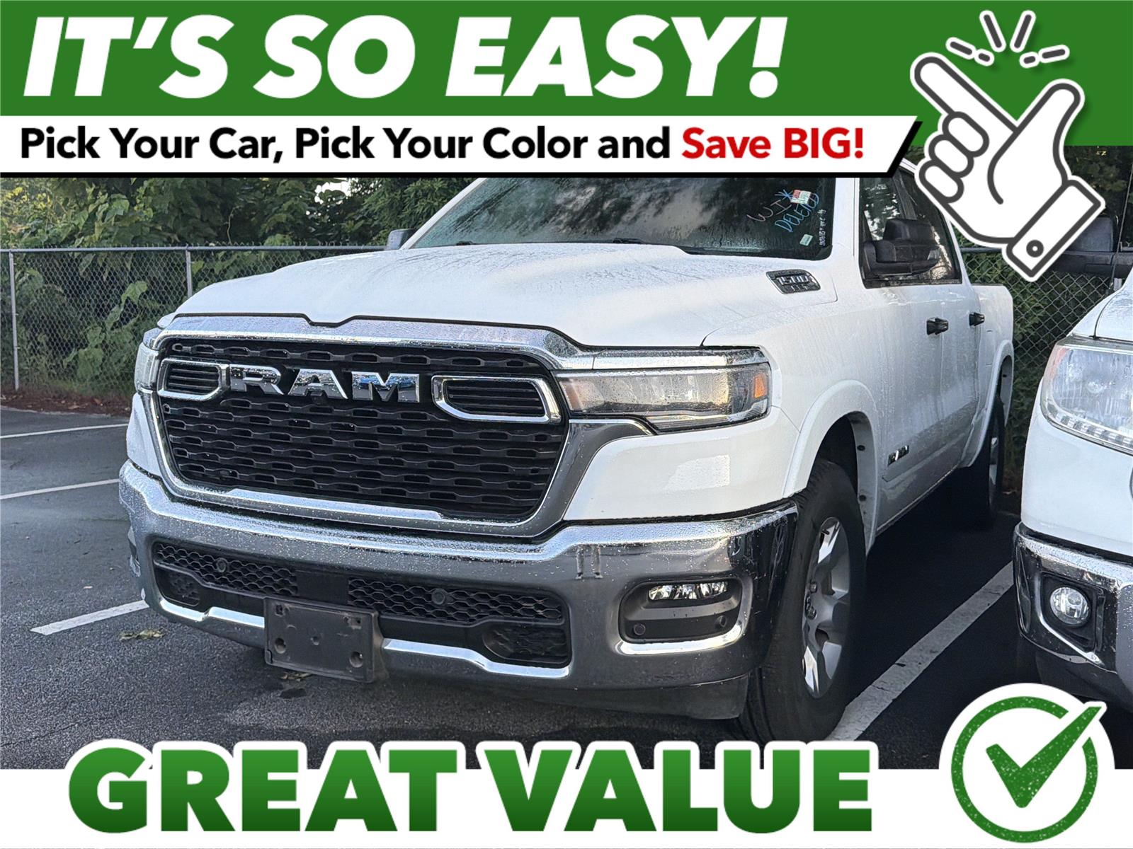Bright White Clearcoat 2025 RAM 1500 Big Horn Crew Cab 4WD Pickup Truck Four-Wheel Drive 8-Speed Automatic