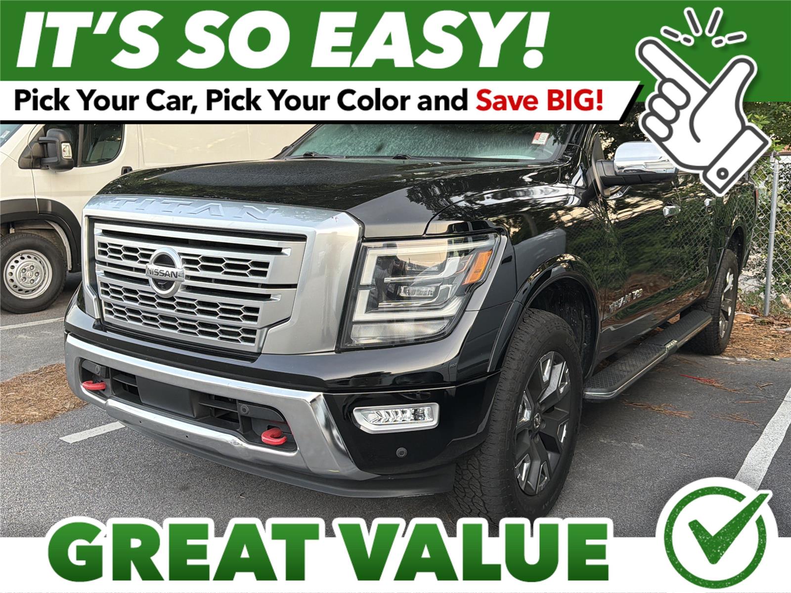 Super Black 2020 Nissan Titan Pickup Truck Four-Wheel Drive Automatic