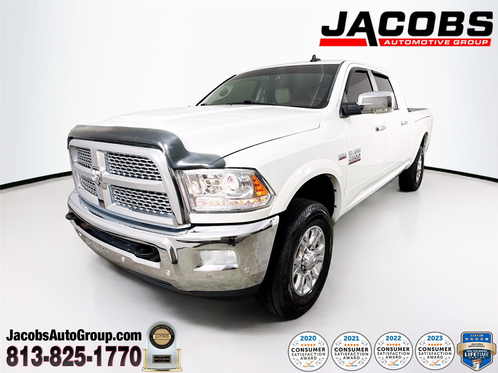 Pearl White 2017 RAM 2500 Laramie Mega Cab 4WD Pickup Truck Four-Wheel Drive 6-Speed Automatic