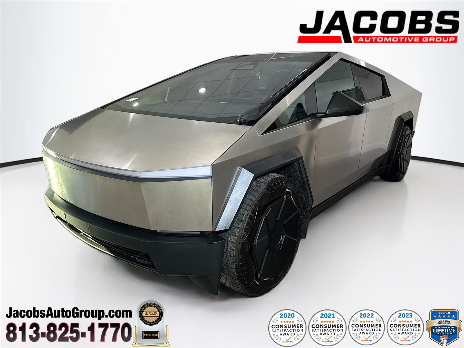 Gray (Stainless Steel) 2024 Tesla Cybertruck Crew Cab AWD Pickup Truck All-Wheel Drive Automatic