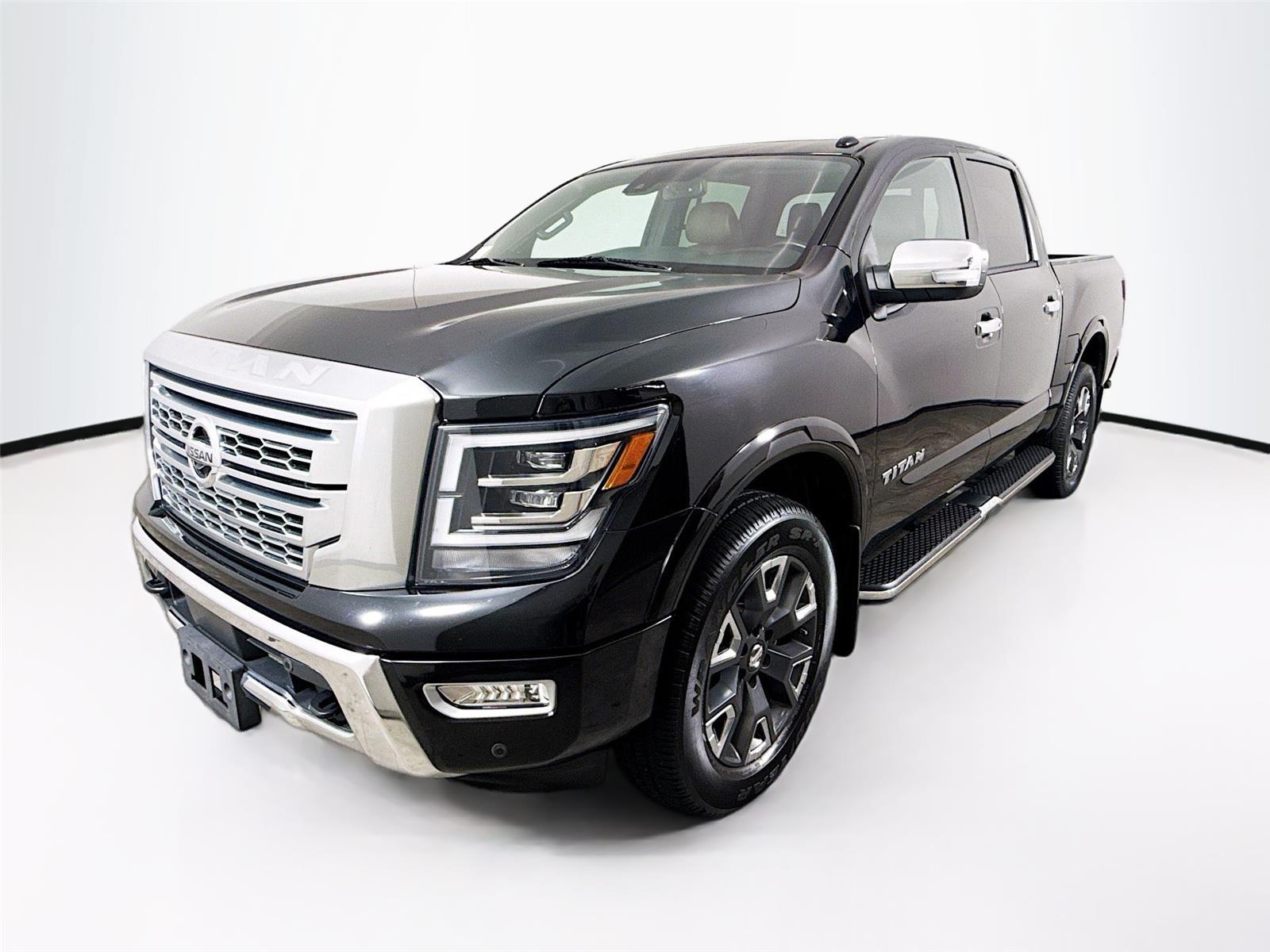 Super Black 2021 Nissan Titan Platinum Reserve Crew Cab 4WD Pickup Truck Four-Wheel Drive Automatic