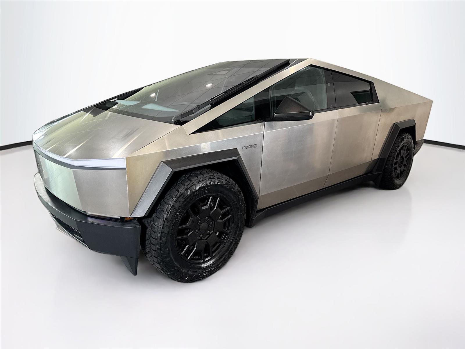 Gray (Stainless Steel) 2024 Tesla Cybertruck Crew Cab AWD Pickup Truck All-Wheel Drive Automatic