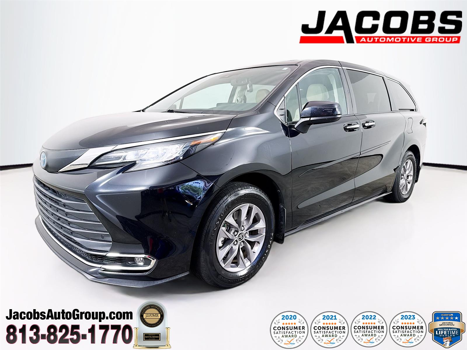 Midnight Black Metallic 2023 Toyota Sienna Minivan All-Wheel Drive Continuously Variable Transmission