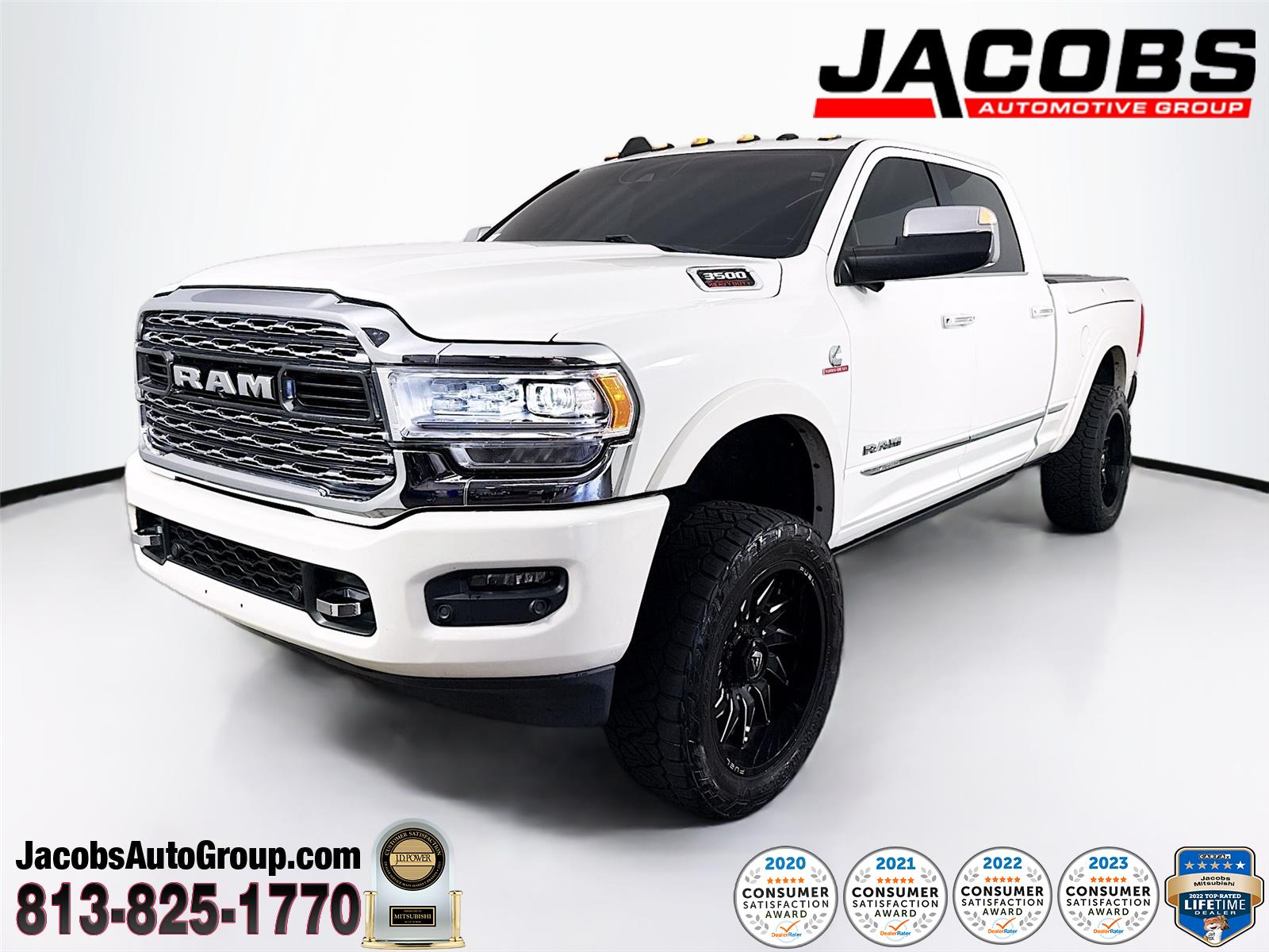 Pearl White 2020 RAM 3500 Pickup Truck Four-Wheel Drive 6-Speed Automatic