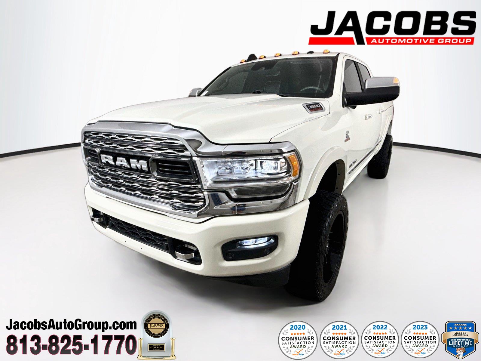 Pearl White 2020 RAM 3500 Pickup Truck Four-Wheel Drive 6-Speed Automatic