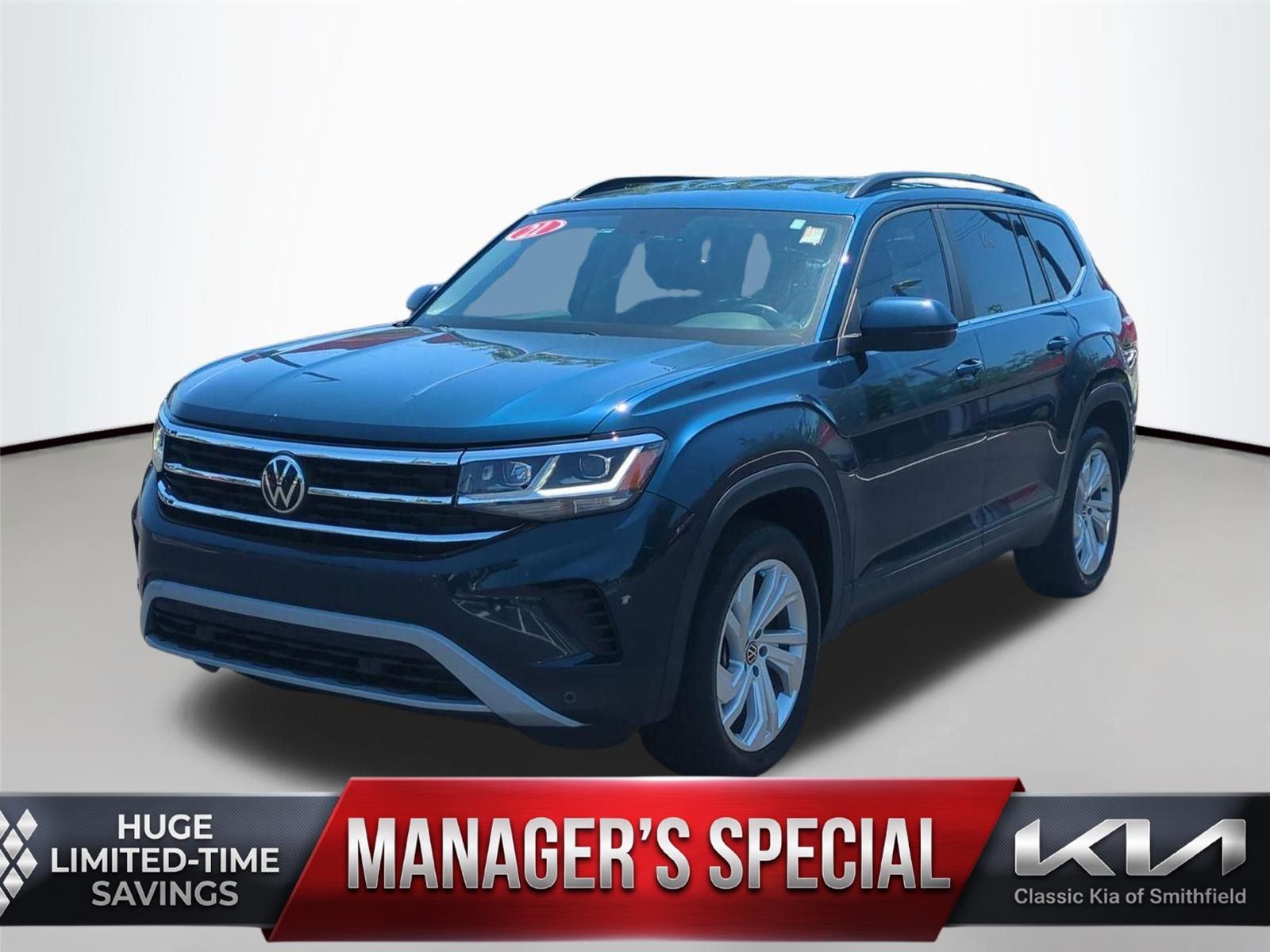 Tourmaline Blue Metallic 2021 Volkswagen Atlas V6 SE FWD with Technology SUV / Crossover Front-Wheel Drive Automatic