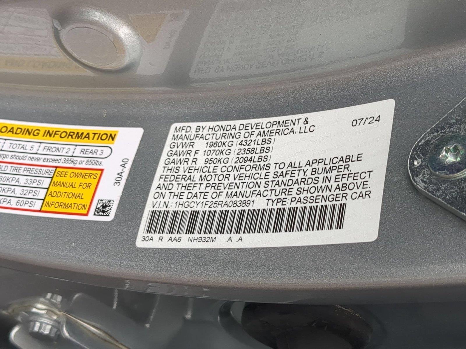 Used 2024 Solar Silver Metallic Honda LX image 37