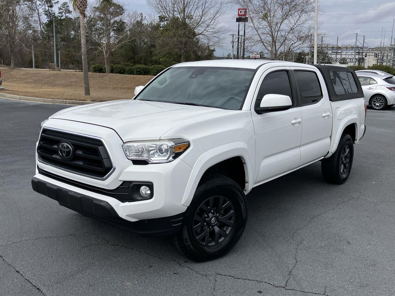 Super White 2021 Toyota Tacoma SR5 V6 Double Cab 4WD Pickup Truck Four-Wheel Drive 6-Speed Automatic