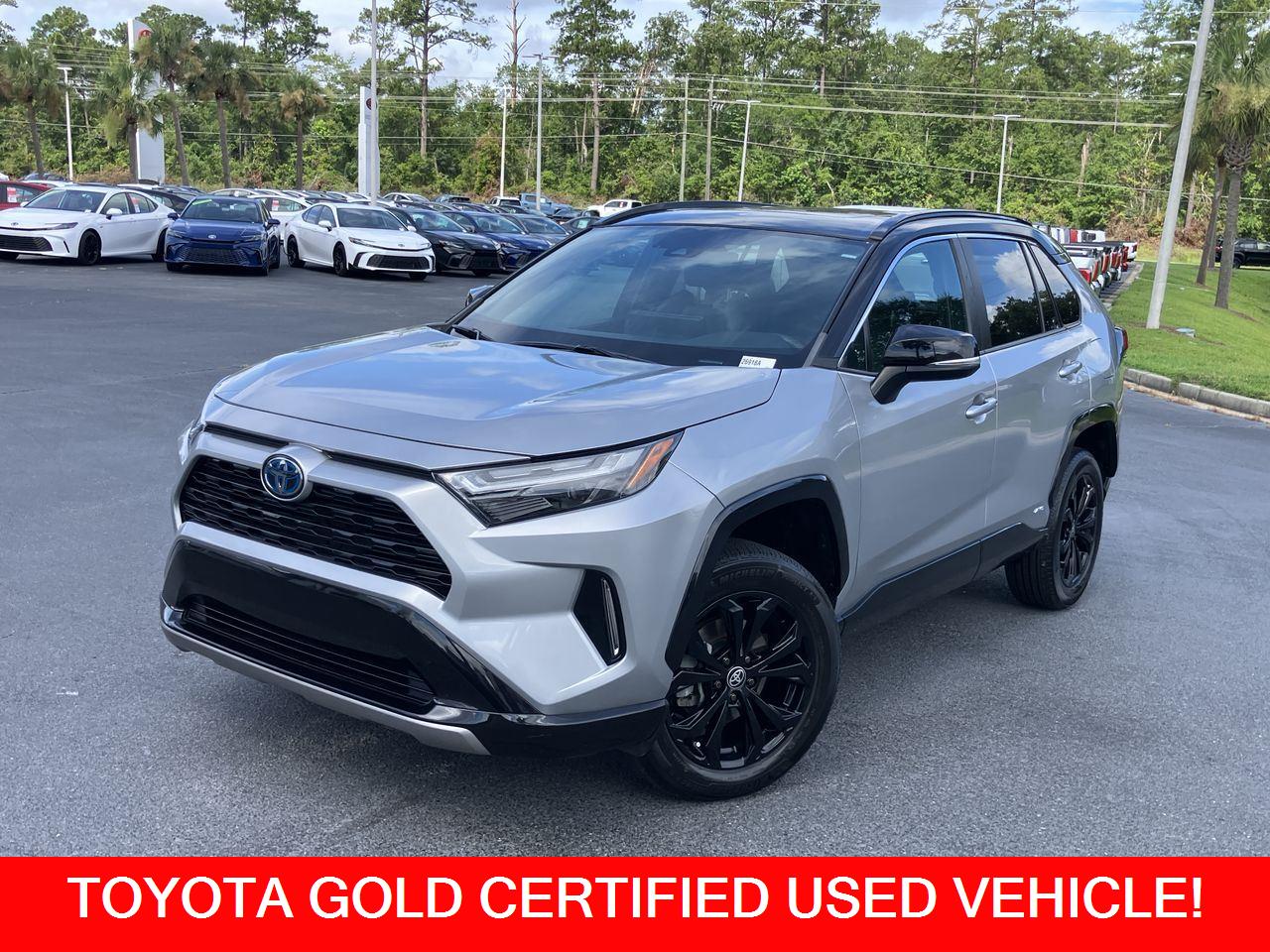 Silver (Silver Sky Metallic w/Midnight Black Metal 2023 Toyota RAV4 Hybrid SUV / Crossover All-Wheel Drive Continuously Variable Transmission
