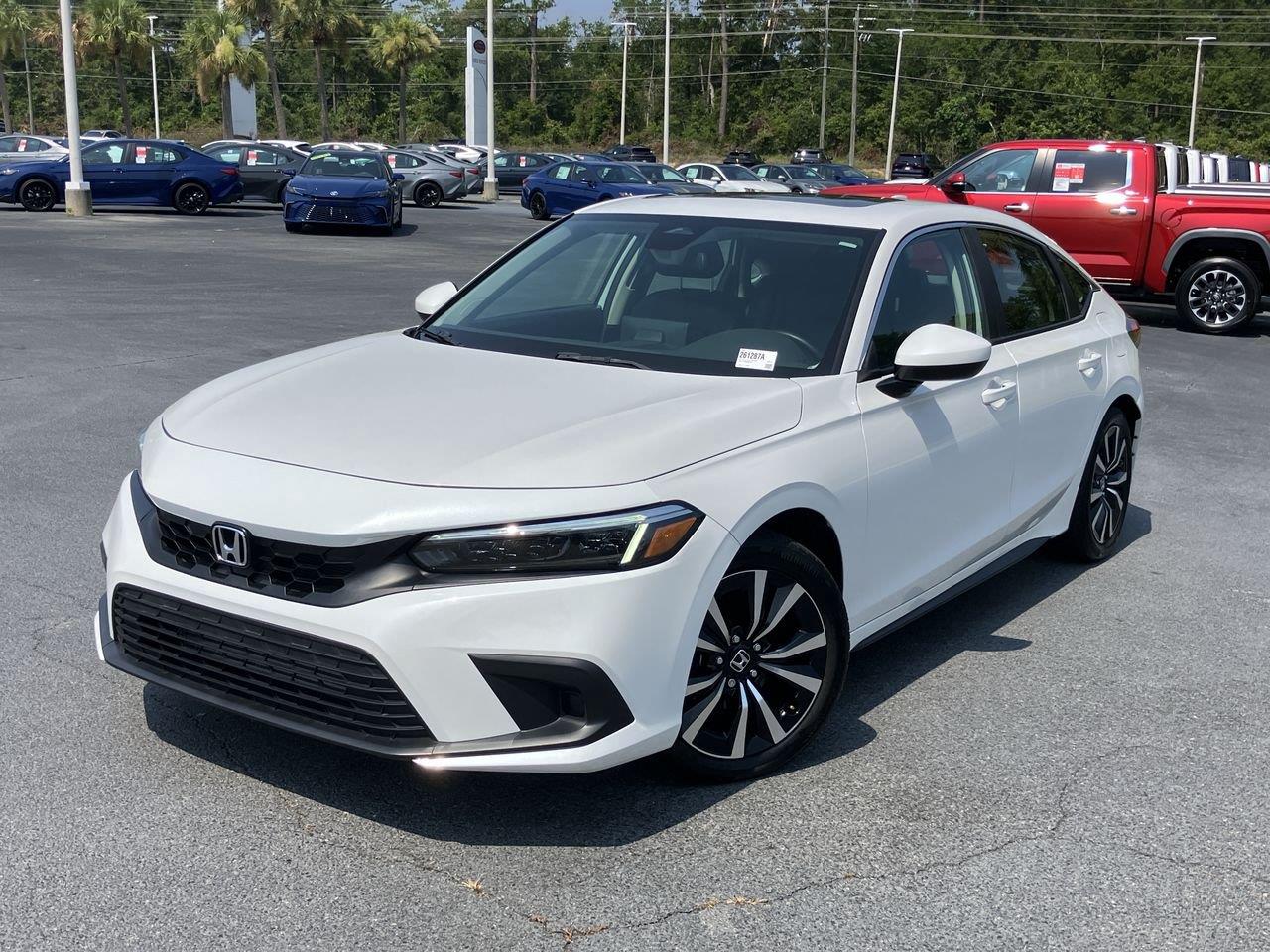 White (Platinum White Pearl) 2024 Honda Civic Hatchback Hatchback Front-Wheel Drive Continuously Variable Transmission
