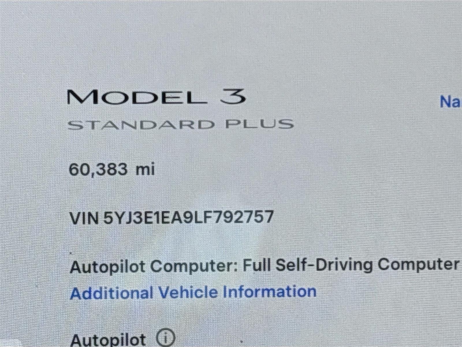 2020 Tesla Model 3 Standard Range