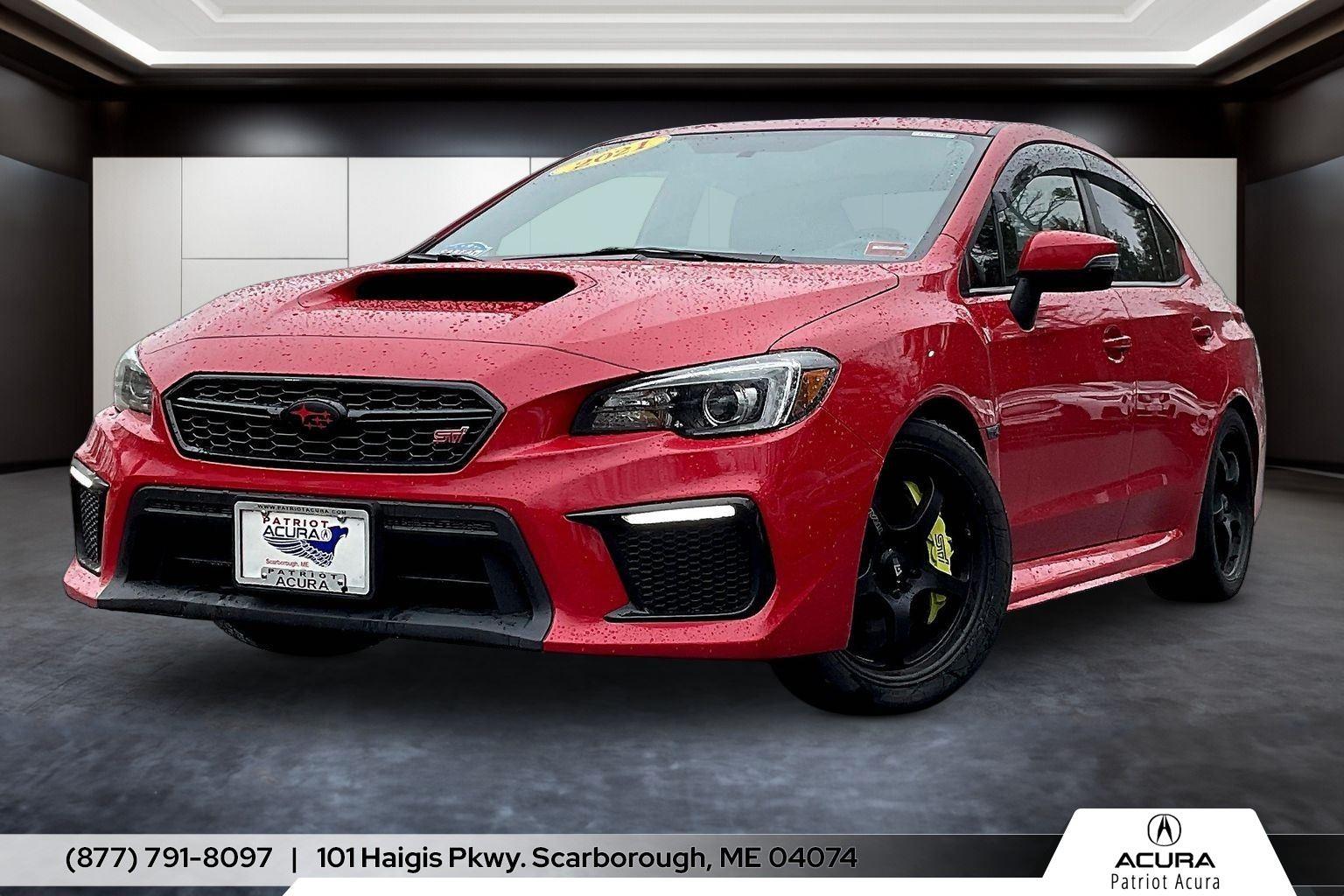 Pure Red 2021 Subaru WRX STI Limited AWD with Low Profile Spoiler Sedan All-Wheel Drive Manual