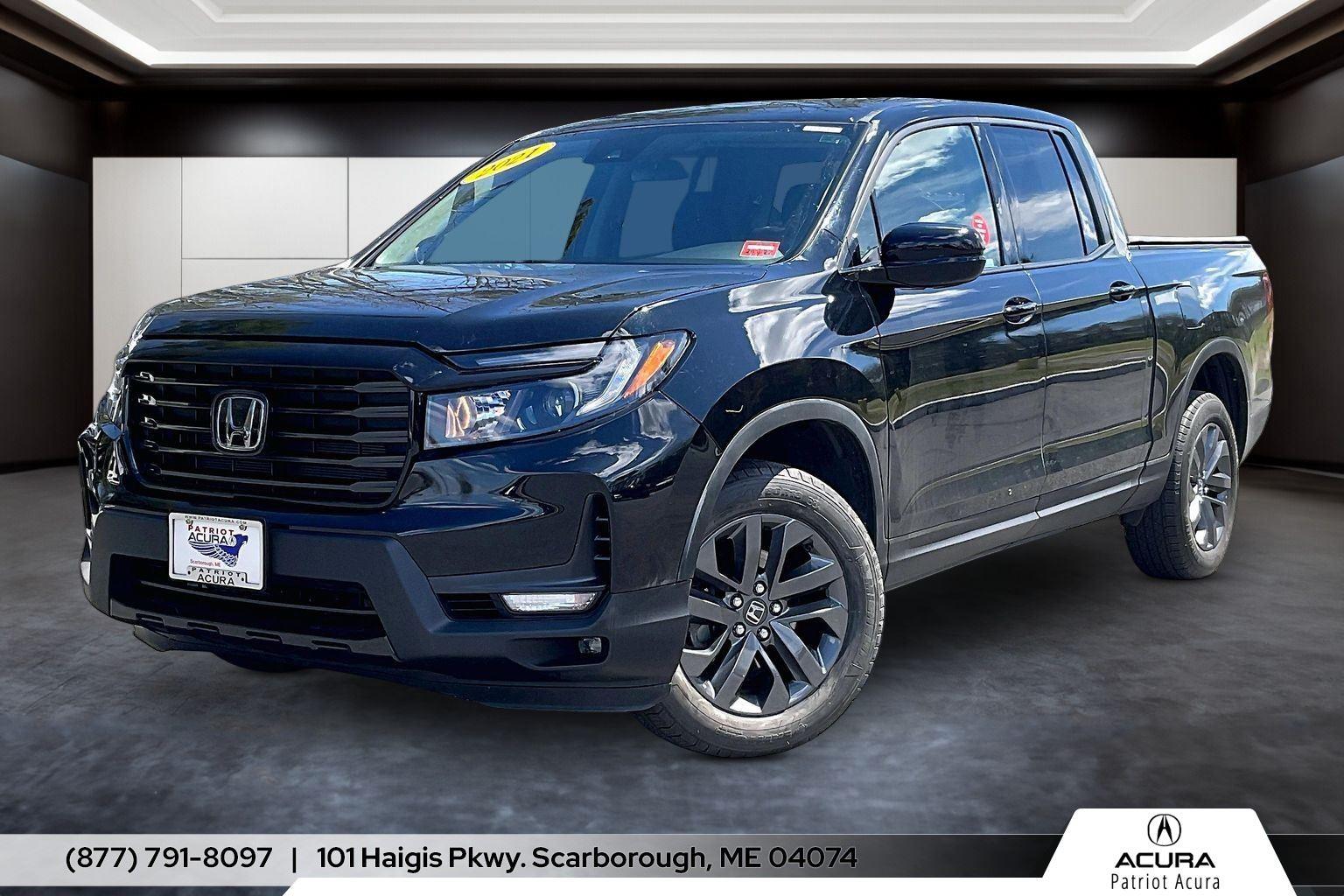Crystal Black Pearl 2021 Honda Ridgeline Sport AWD Pickup Truck All-Wheel Drive 9-Speed Automatic