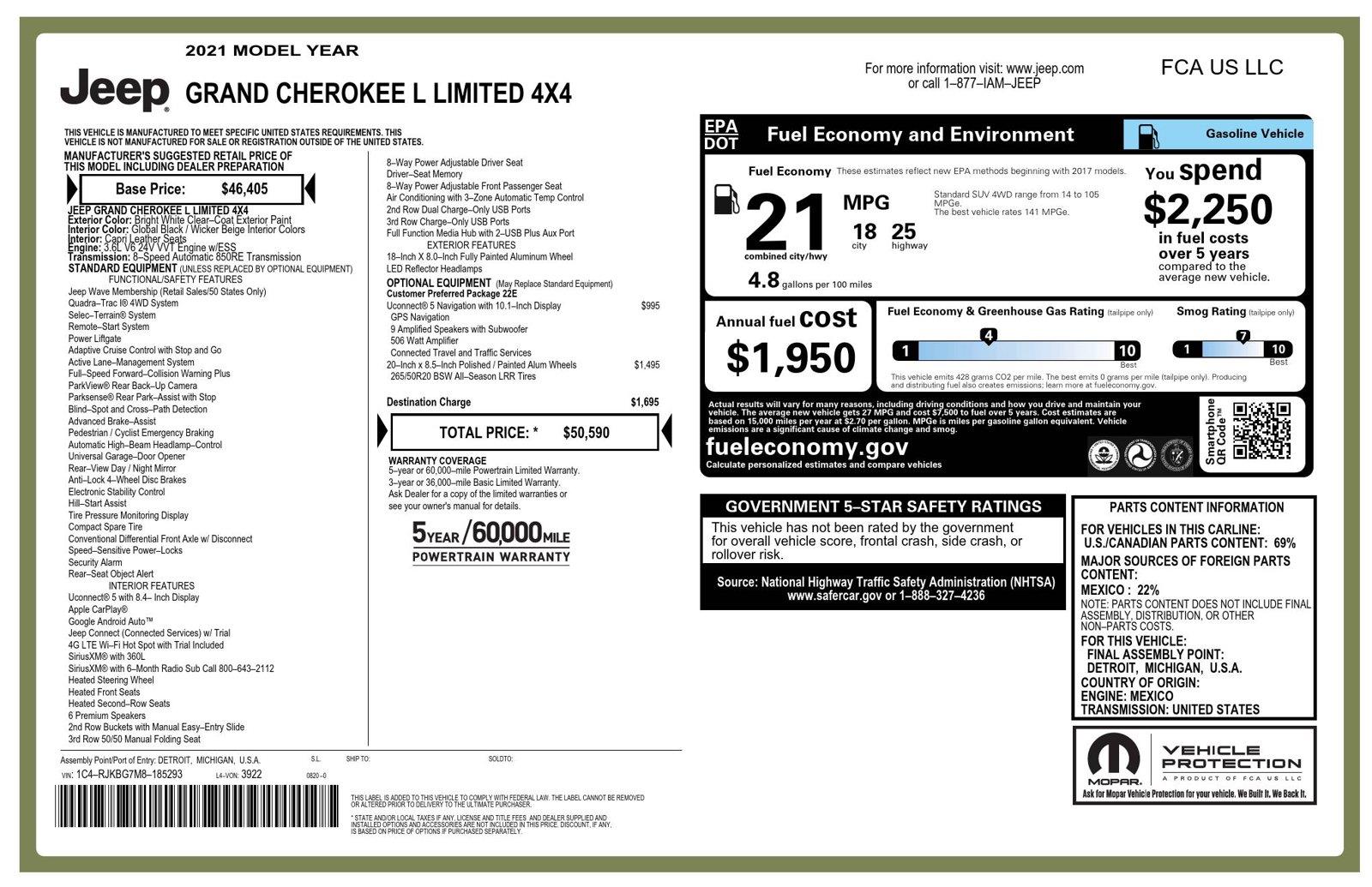 Used 2021 Jeep Grand Cherokee L SUV