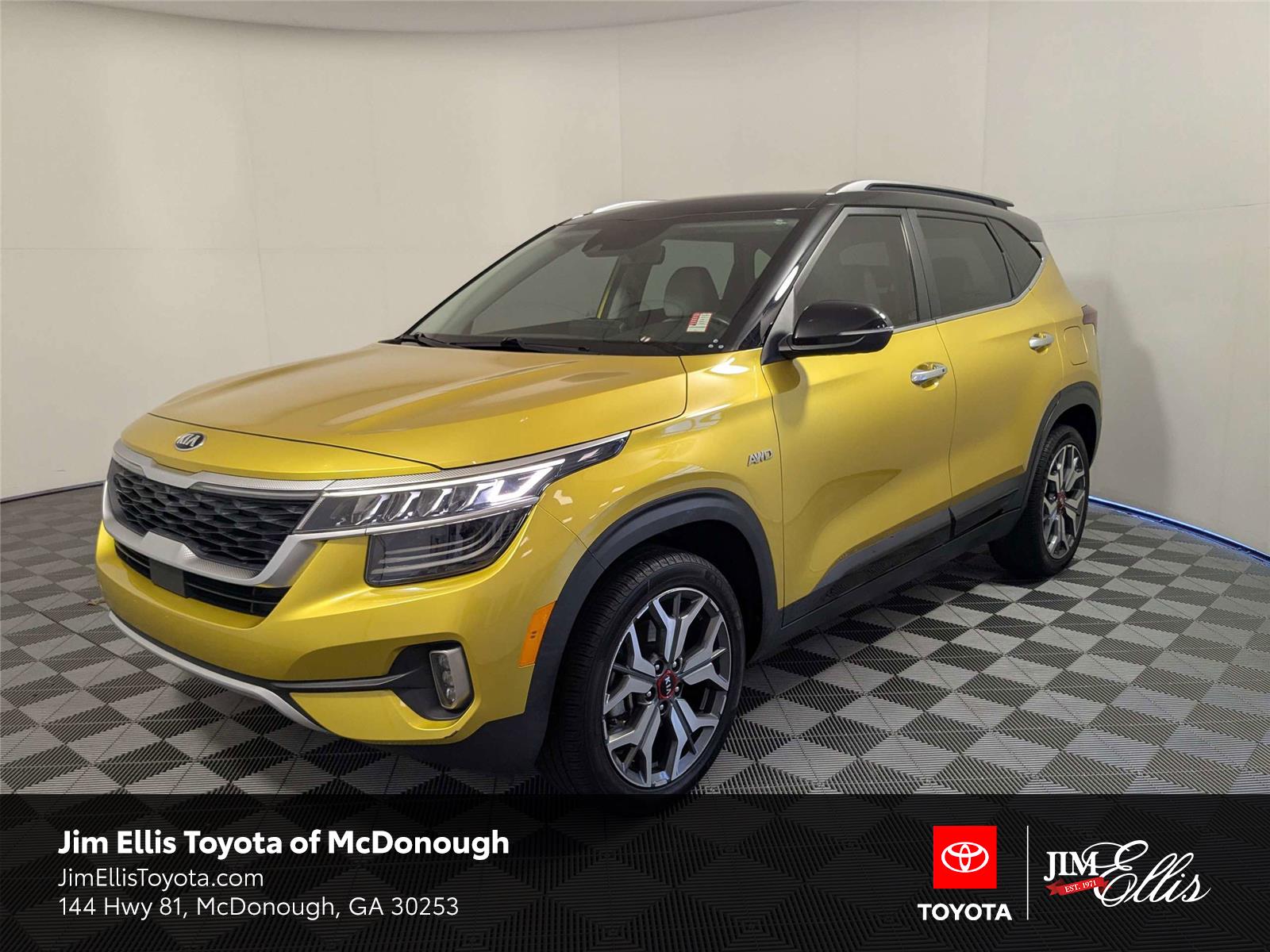 Starbright Yellow/Black Roof 2021 Kia Seltos SX Turbo AWD SUV / Crossover All-Wheel Drive 7-Speed Automatic
