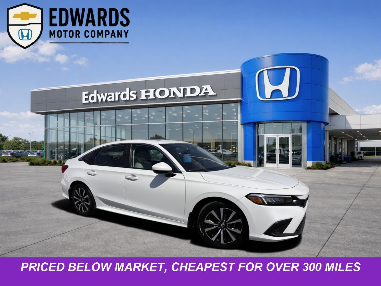 Platinum White Pearl 2024 Honda Civic EX FWD Sedan Front-Wheel Drive Continuously Variable Transmission