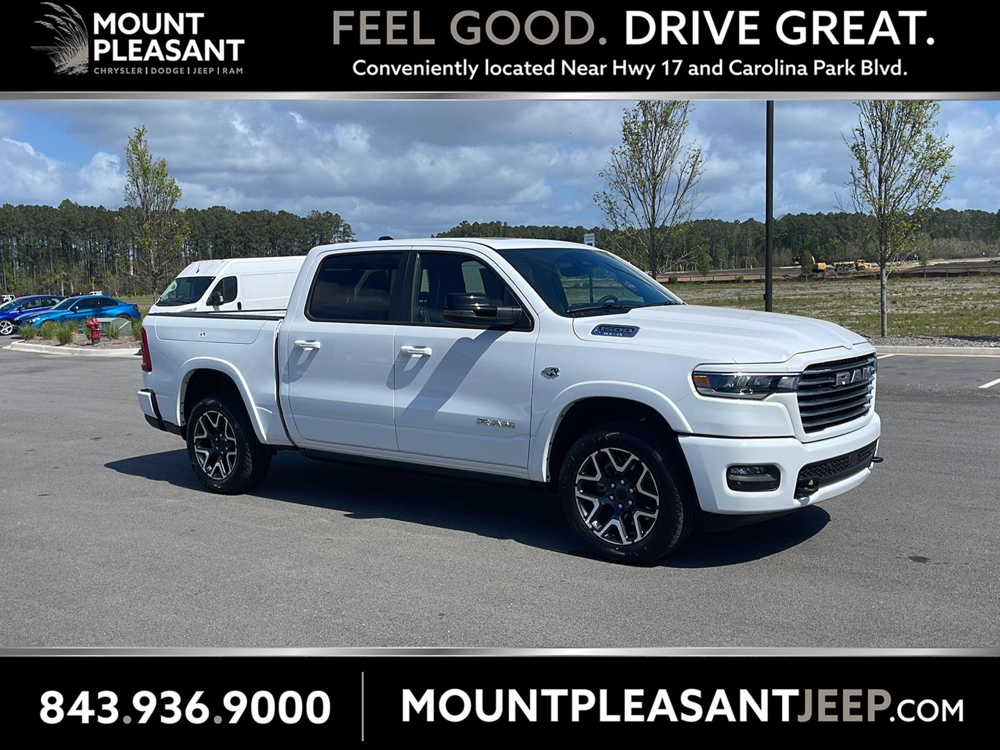 Bright White Clearcoat 2026 RAM 1500 Laramie Crew Cab 4WD Pickup Truck Four-Wheel Drive 8-Speed Automatic