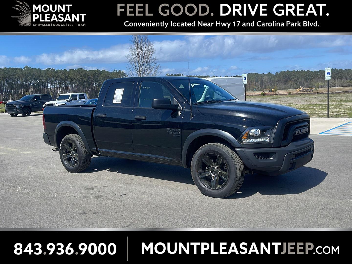 Black 2024 RAM 1500 Classic Warlock Crew Cab 4WD Pickup Truck Four-Wheel Drive 8-Speed Automatic
