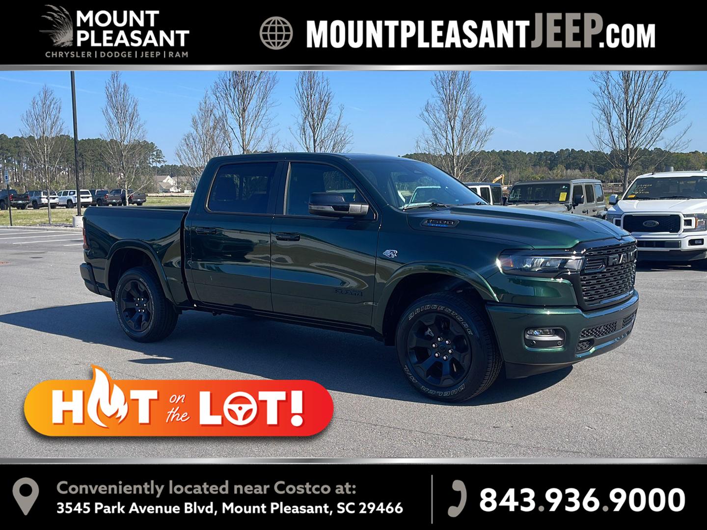 Serrano Green Metallic 2026 RAM 1500 Pickup Truck Four-Wheel Drive 8-Speed Automatic