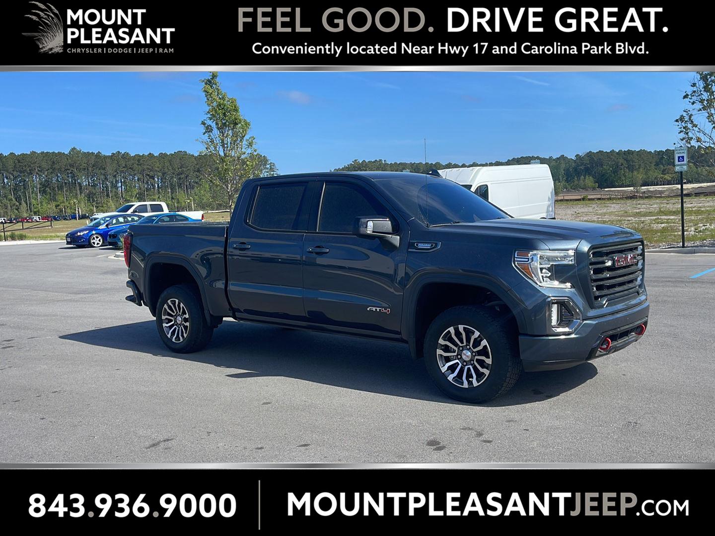 Gray (Dark Sky Metallic) 2021 GMC Sierra 1500 AT4 Crew Cab 4WD Pickup Truck Four-Wheel Drive Automatic