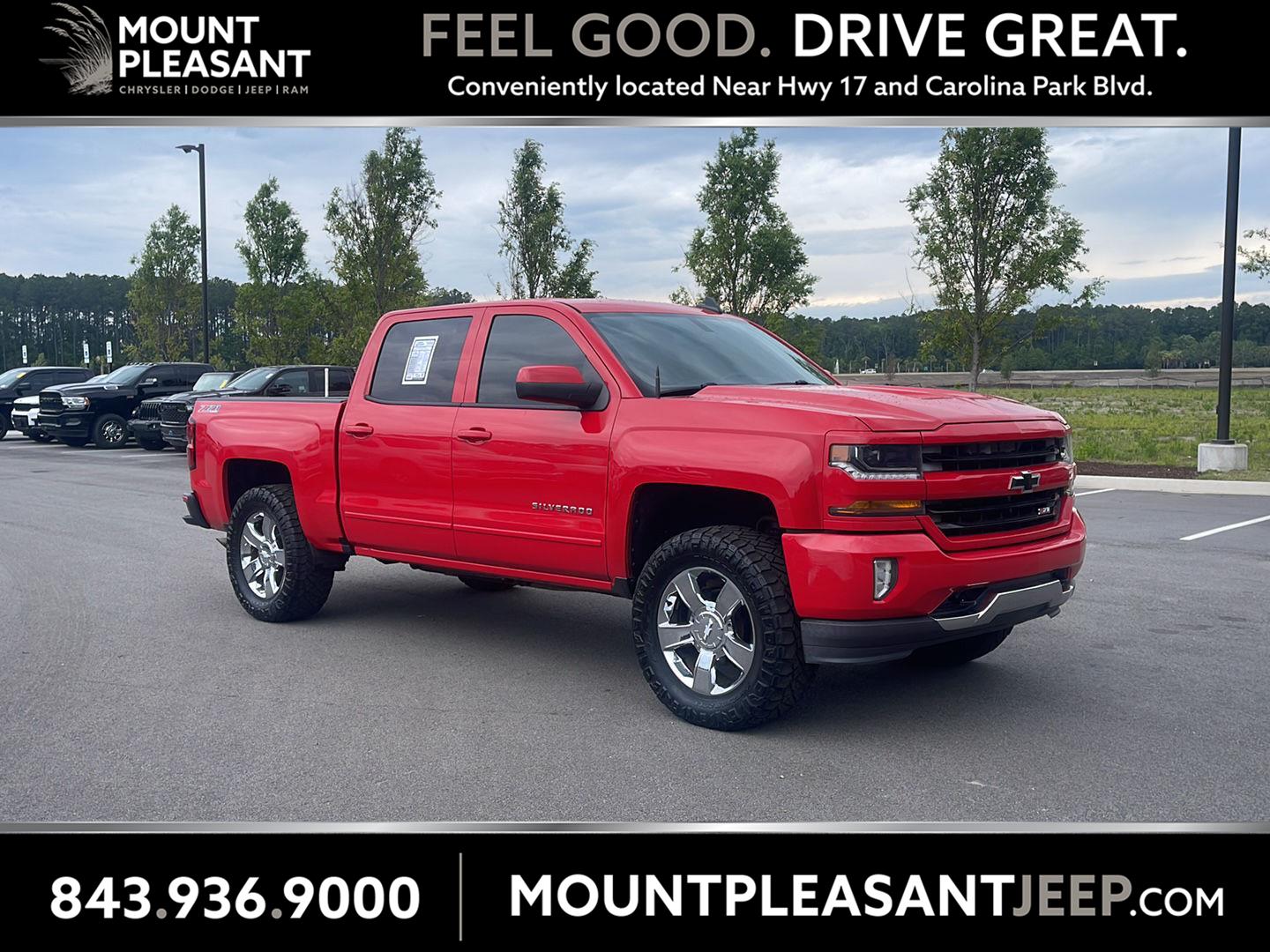 Red Hot 2016 Chevrolet Silverado 1500 LT Crew Cab 4WD Pickup Truck Four-Wheel Drive 6-Speed Automatic