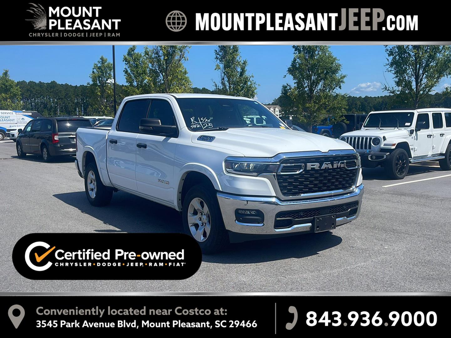 Bright White Clearcoat 2025 RAM 1500 Pickup Truck Four-Wheel Drive 8-Speed Automatic